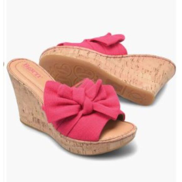 Born Pink Fabric Cami Wedge Platform Sandals Women's Size 9 NIB - Picture 1 of 14